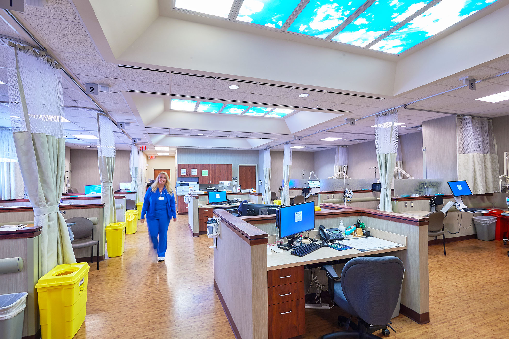 Nurse walking in clinical space