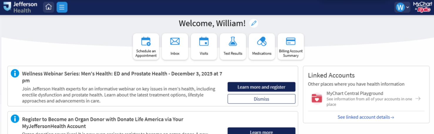 MyJeffersonHealth - MyChart Central | Jefferson Health